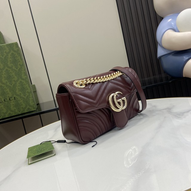 gucci專櫃新款原廠皮手袋斜挎包 古馳GG Marmont系列絎縫迷你手袋 jcp2344
